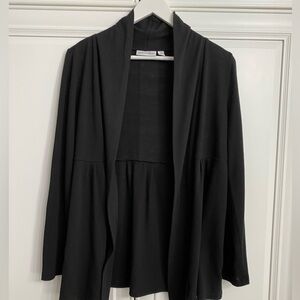 St John’s Bay Size Medium Black Open Front Cardigan Pleats Below Waist EUC